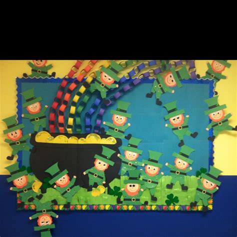 St Patricks Day Bulletin Board With Leprechauns Kindergarten