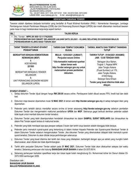 Pls advice or any one know the wab page link for pay mpk saman?? Kenyataan Tawaran Tender - Perkhidmatan Bas Smart Selangor ...