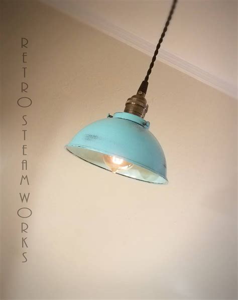 Ceiling Pendant Light Turquoise Rustic Metal Hanging Loft Etsy