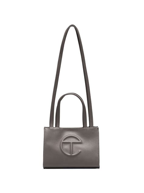 Telfar Small Embossed Shopping Bag In Grey Modesens