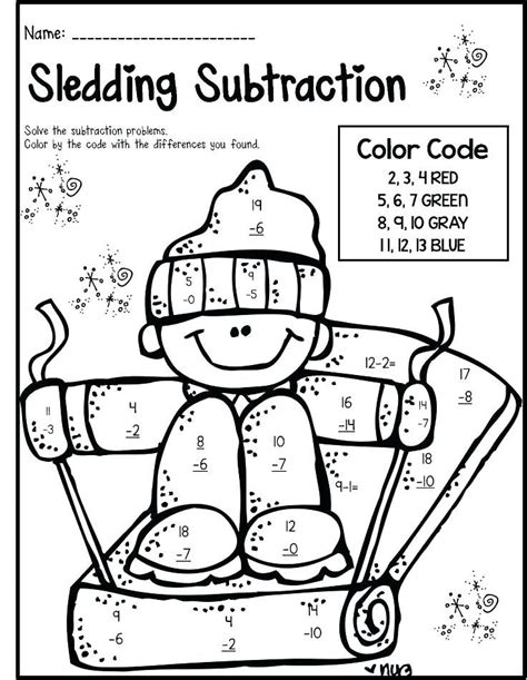 color by number subtraction grade free coloring pages addition color by