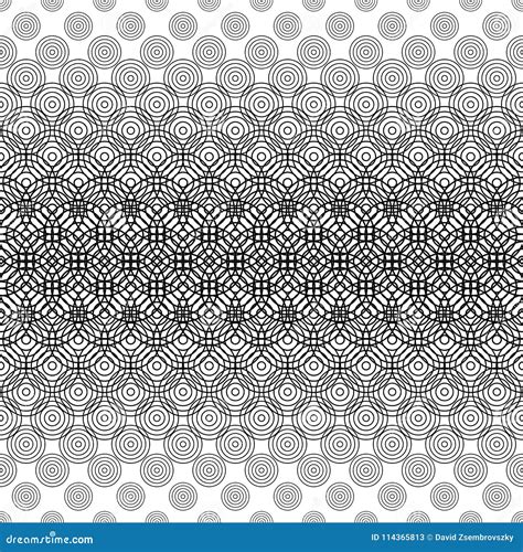 Seamless Black And White Circle Grid Pattern Stock Vector