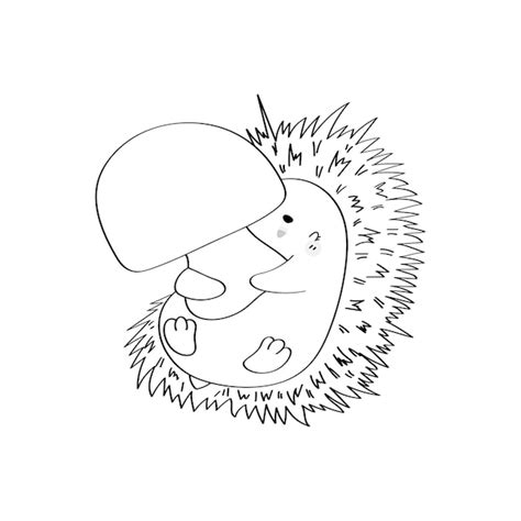 Premium Vector Black And White Hedgehog Clipart In Cute Cartoon Style