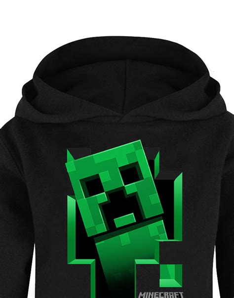 Minecraft Hoodie Boys Kids Gamer Black Creeper Inside Hooded Jumper Ebay