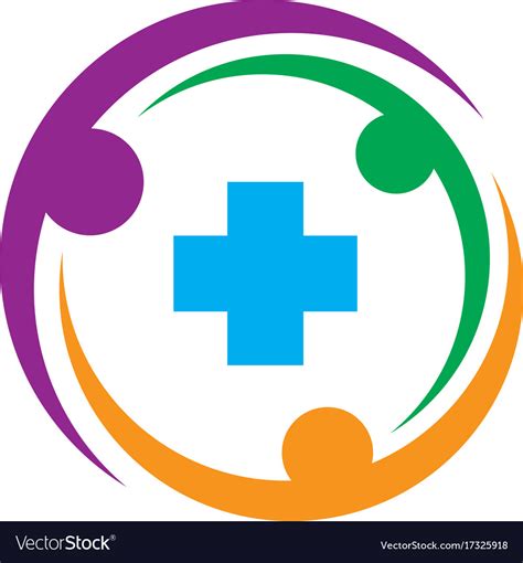 Circle Human Plus Healthcare Logo Royalty Free Vector Image