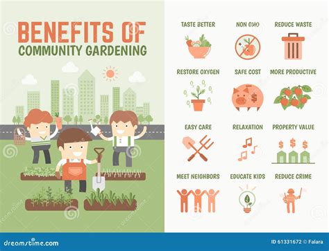 Infographics About Benefits Of Community Gardening Vector Illustration