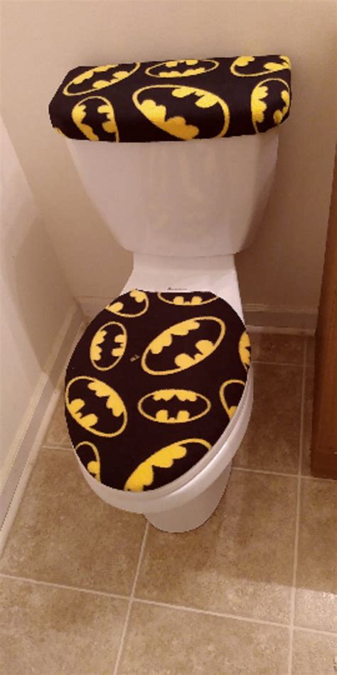 Batman Fleece Toilet Lid And Tank Top Cover Set Etsy