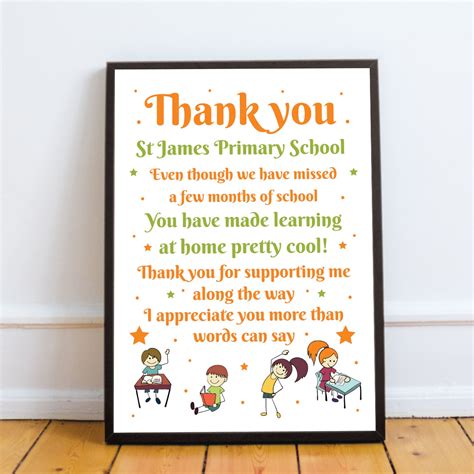 Special Thank You Poem Teacher Leaving Nursery School Framed