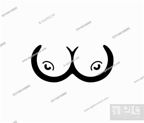 Logo With Big Round Boobs Isolated On White Background Adult Vector Illustration For Sex Shop