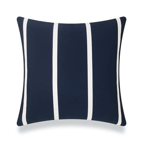 Navy Blue Outdoor Pillows Wide Stripe Classic Hofdeco