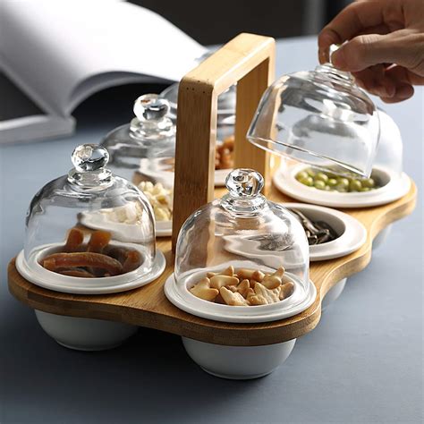 Multi Compartment Food Display Plate For Fruits Nuts Desserts Dipping