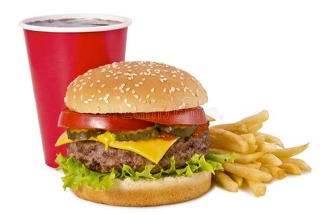 Burger French Fries And Cola Stock Photo Image Of Dill Close 30932518