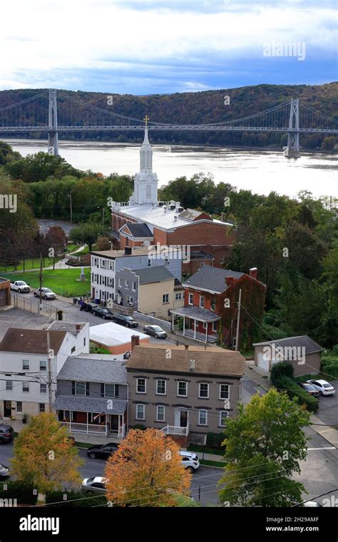 Mid Hudson Bridge Over Hudson River With Town Of Poughkeepsie In