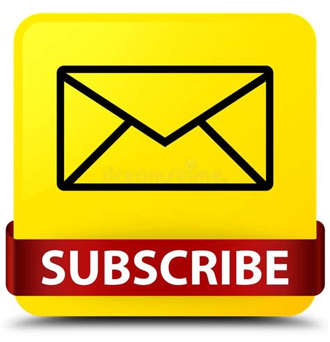 Subscribe Email Icon Yellow Square Button Red Ribbon In Middle Stock