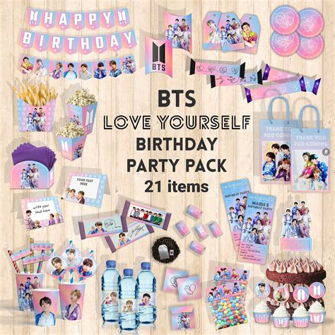 Bts Birthday Party Supplies Bts Love Yourself Themed Party Etsy