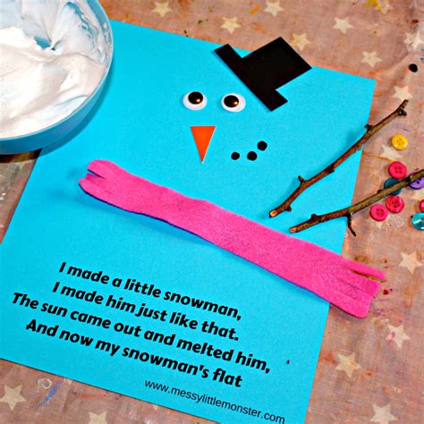 Melted Snowman Craft And Poem Messy Little Monster