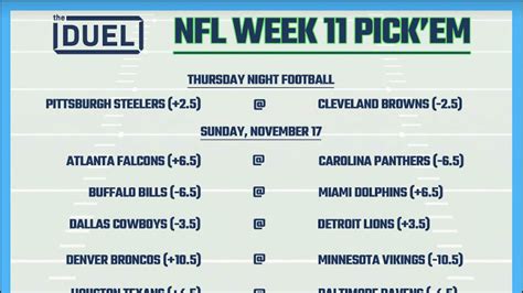 Printable NFL Weekly Pick Em Sheets For Week 11 FanDuel Research