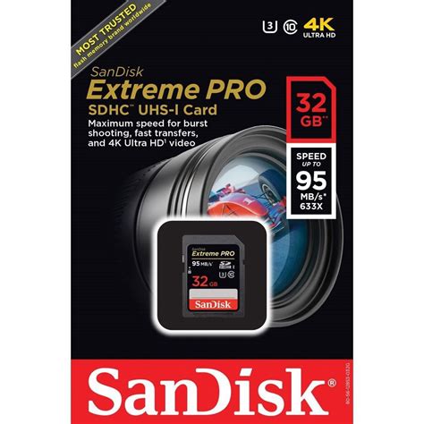 SanDisk 32GB 633x Extreme Pro UHS-I SDHC U3 Class 10 95MB/s 4K Ultra