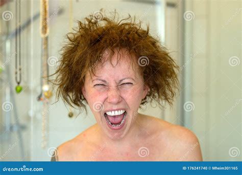 Woman Yelling In Frustration On A Bad Hair Day Stock Photo Image Of