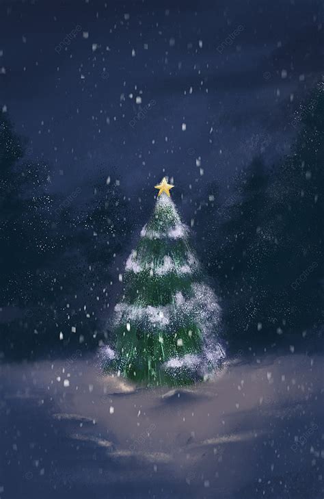 Christmas Tree Among The Snowy Fields Background Wallpaper Image For