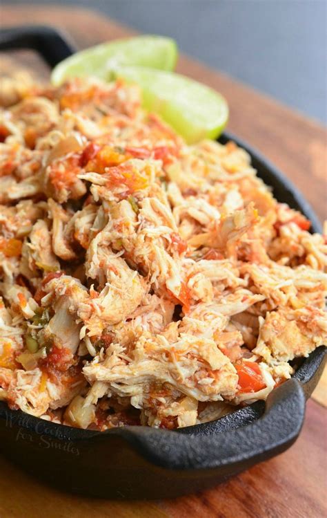 This crockpot salsa chicken comes together with just two ingredients and is perfect for weekly meal prep. Crock Pot Shredded Salsa Chicken - Will Cook For Smiles