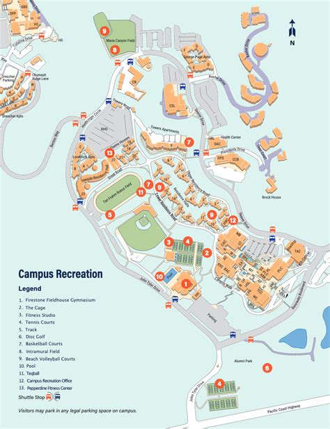 Map Of Recreational Facilities Pepperdine University Pepperdine