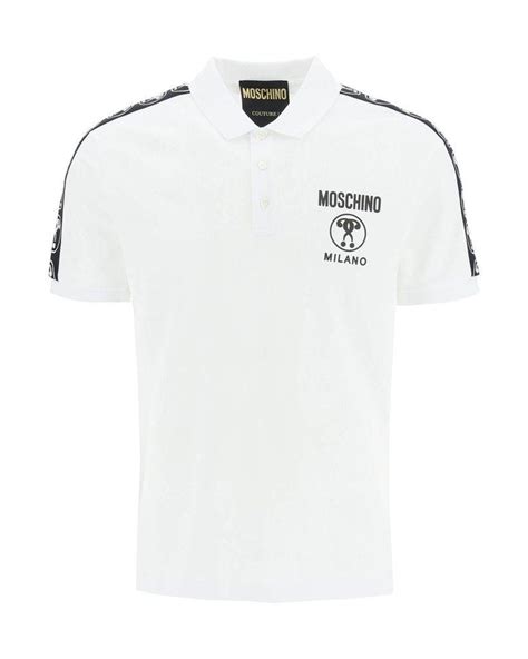 Moschino Cotton Double Question Mark Polo Shirt In White For Men Lyst