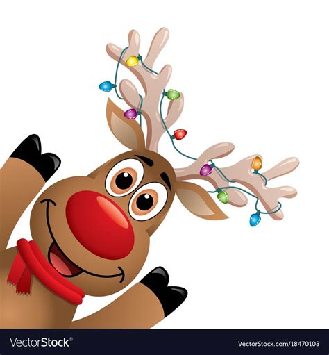 Learn how to draw reindeer cartoon pictures using these outlines or print just for coloring. Xmas drawing of funny red nosed reindeer vector image on ...