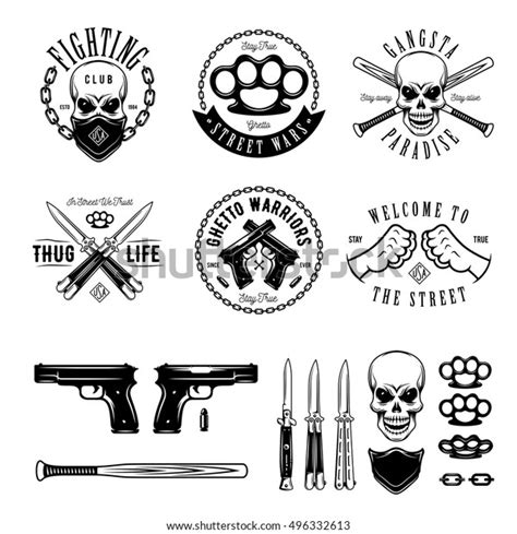 Gangster Labels Badges Emblems Design Elements Stock Vector Royalty