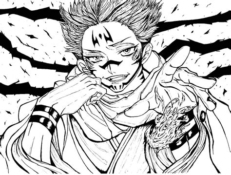 Jujutsu Kaisen Sukuna Colouring Page Colouring Pages Male Sketch The