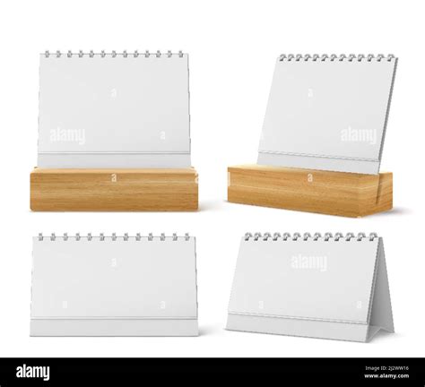 Desktop Calendars With Metal Spiral And Blank Pages Isolated On White