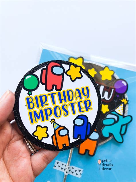 Among Us Cake Topper Imposter Crewmate Video Game Happy Birthday