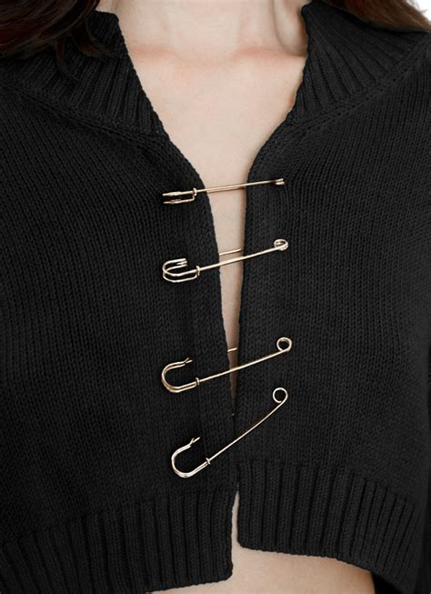 knit safety pin cardigan safety pins fashion diy fashion clothing punk fashion diy