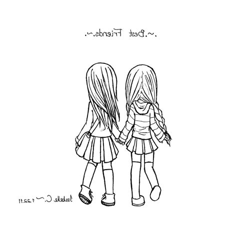 Image of 99 insanely smart easy and cool drawing ideas to pursue now. Best Friend Sketches at PaintingValley.com | Explore collection of Best Friend Sketches