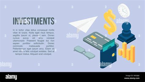 Investments Concept Banner Isometric Illustration Of Investments