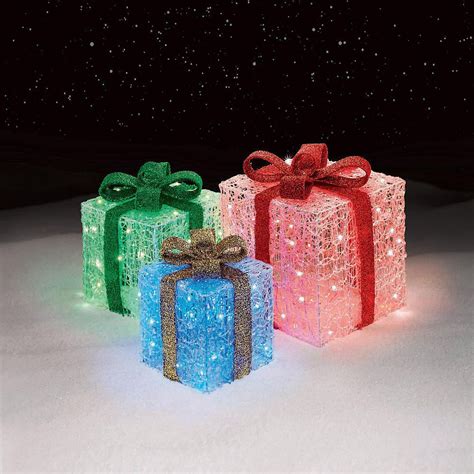 Outdoor Decorations Christmas Holiday Yard Decor Lighted Gift Boxes