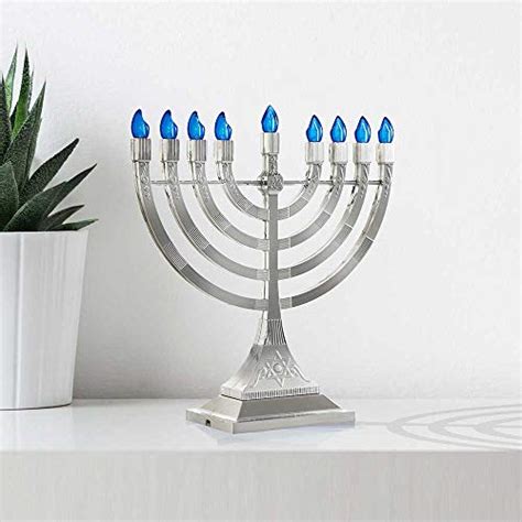 Electric Chanukah Menorah With Flame Shaped Led Bulbs Batteries Or