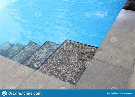 A Stair In A Swimming Pool Stock Photo Image Of Cement 254631402
