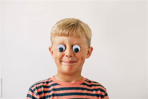 Boy Makes A Silly Face With Googly Eyes By Stocksy Contributor Kelly