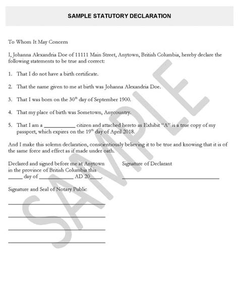 How To Fill Out Statutory Declaration Darrin Kenney S Templates