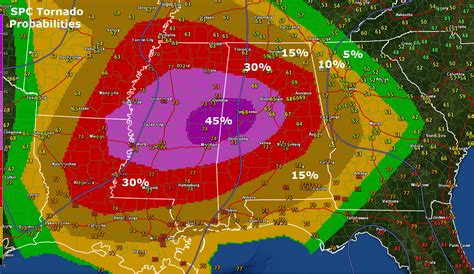 Rare 45% Hatched Tornado Risk on Latest SPC Outlook : The Alabama