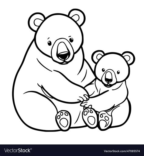 Cute Baby Bear And Mother Bear Coloring Pages Vector Image