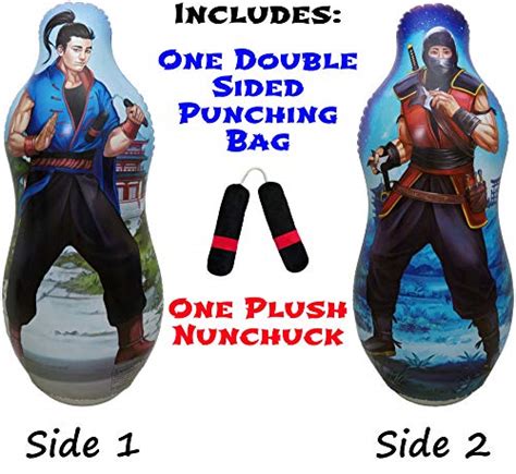 Inflatable Two Sided Punching Bag And Plush Nun Chuck Set Includes One