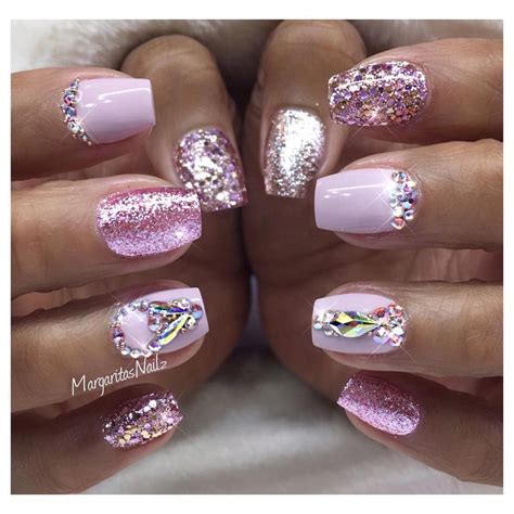 Cute Short Bling Nails Bling Nails Pink Acrylic Nails Glitter Gel Nails