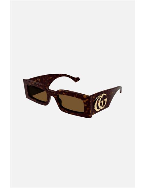 gucci havana rectangular sunglasses