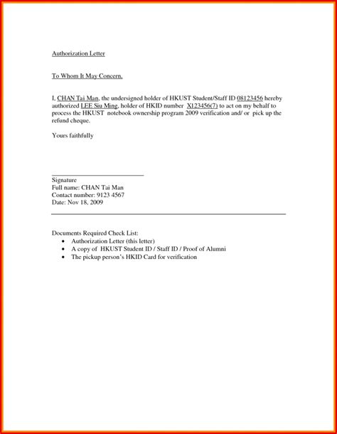 Example Of Authorization Letter To Collect Documents Templates