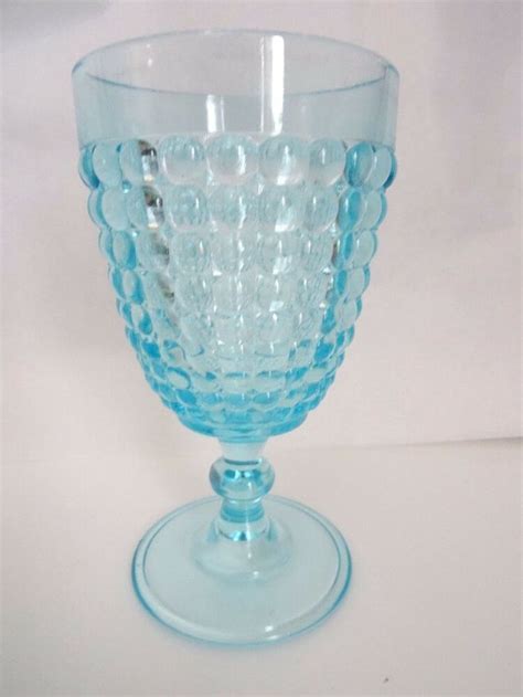 EAPG 1885 Adams Glass THOUSAND EYE Sensation Blue Water GOBLET 130