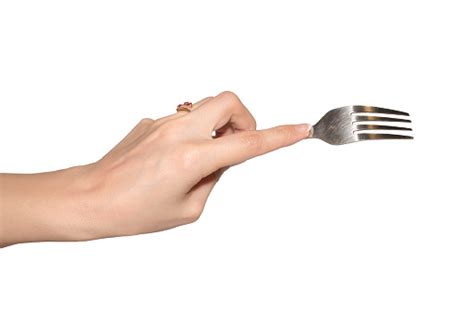 Fork In Female Hand On White Isolated Background Stock Photo Download