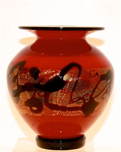 Nourot Glass Studio Red Satin Lipfoot Vase Lmb Art Glass
