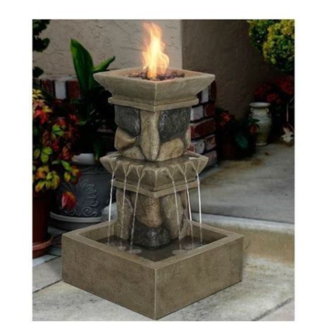 Outdoor Water Fountain Fire Pit Fireplace Heater Patio Furniture